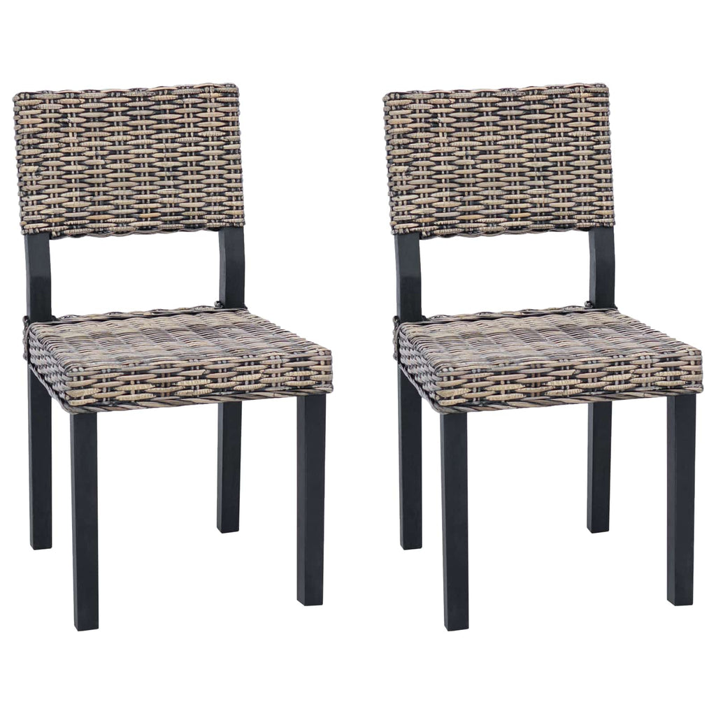 vidaXL Krzesło jadalniane 2 pcs Rattan Kubu Czarne pranie