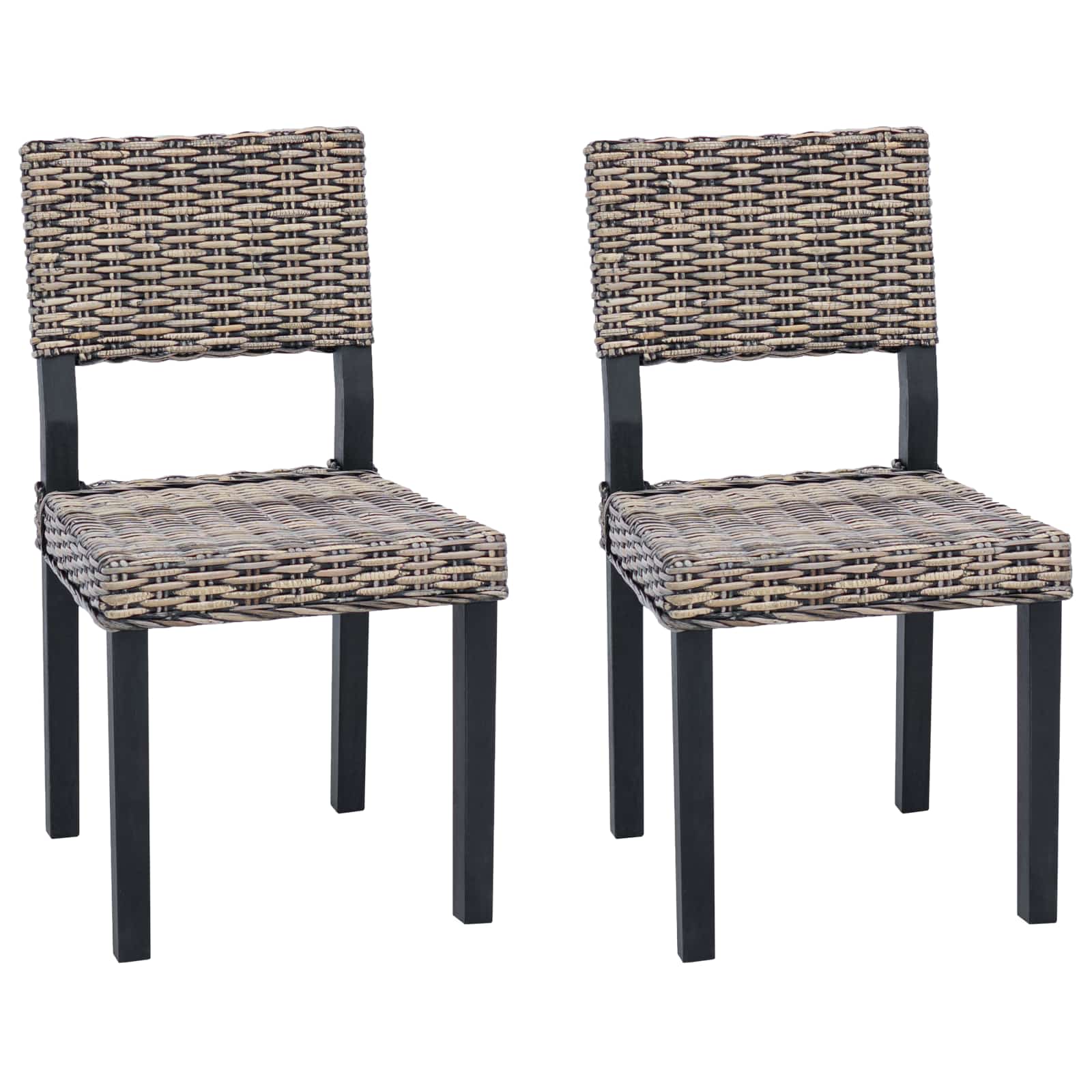 vidaXL Krzesło jadalniane 2 pcs Rattan Kubu Czarne pranie