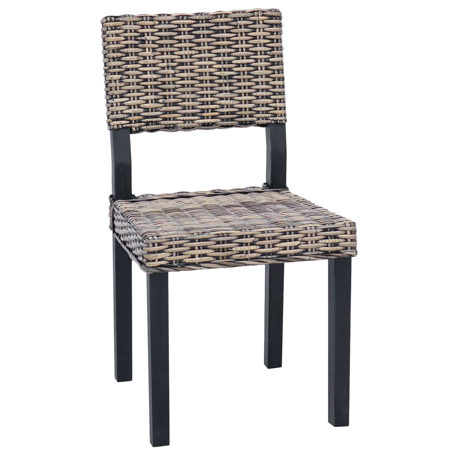 vidaXL Krzesło jadalniane 2 pcs Rattan Kubu Czarne pranie
