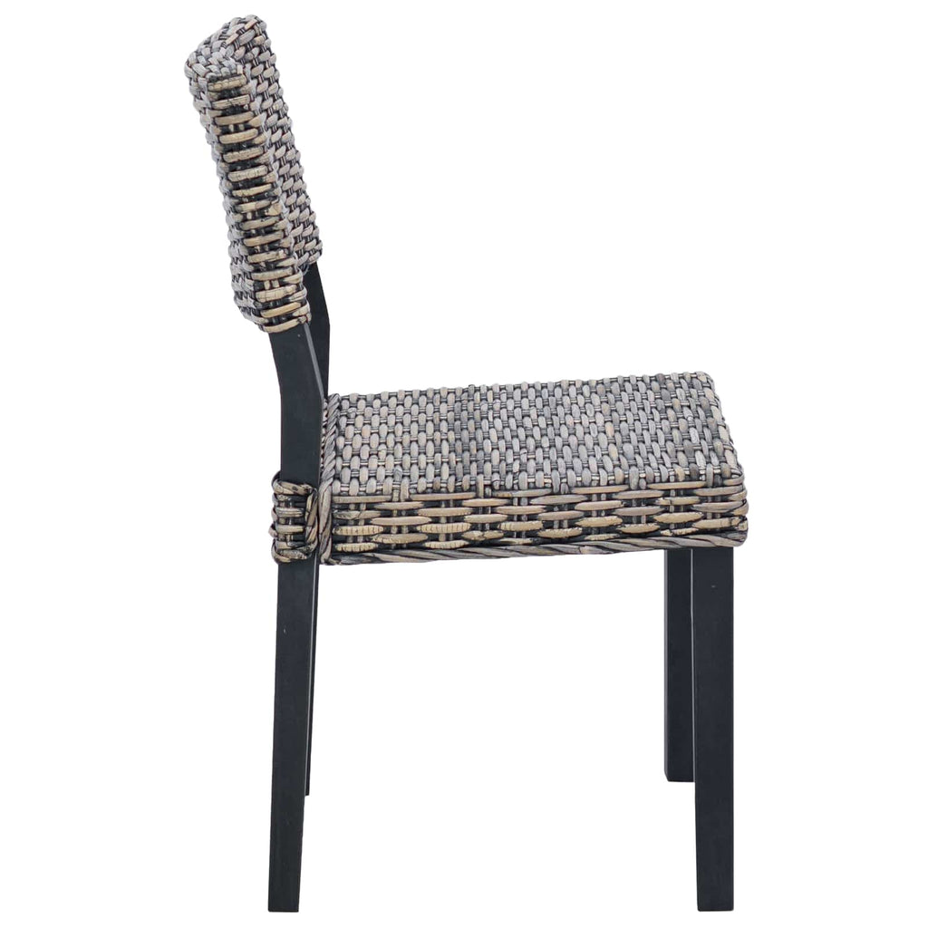 vidaXL Krzesło jadalniane 2 pcs Rattan Kubu Czarne pranie