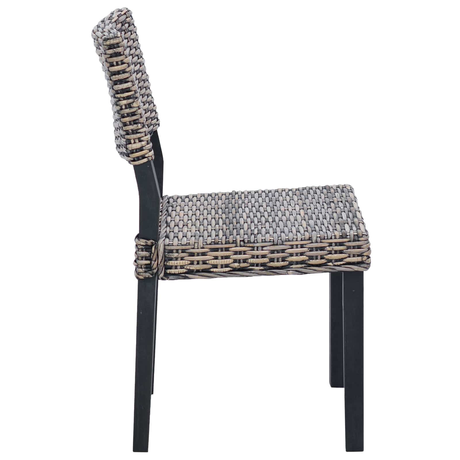 vidaXL Krzesło jadalniane 2 pcs Rattan Kubu Czarne pranie