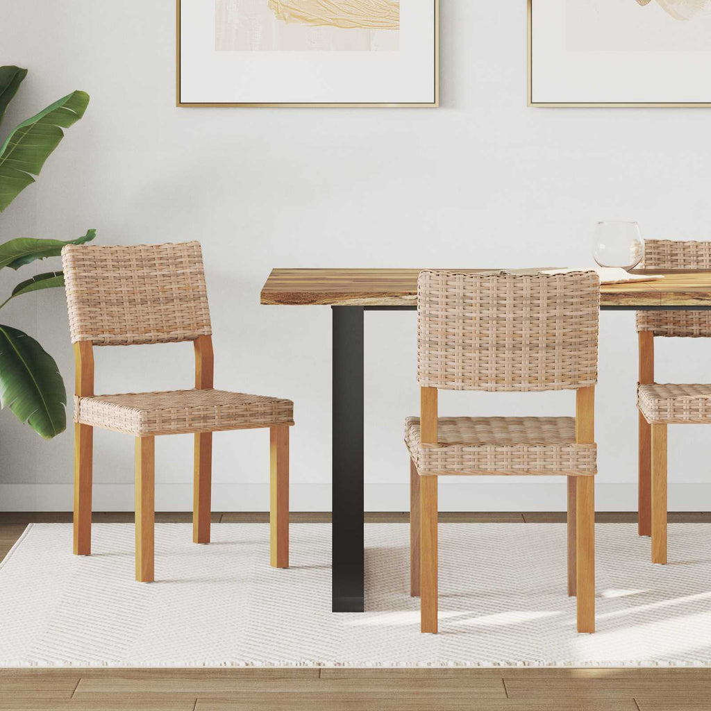 vidaXL Krzesło jadalniane 2 pcs Rattan Kubu Naturalny 46 x 55 x 84 cm