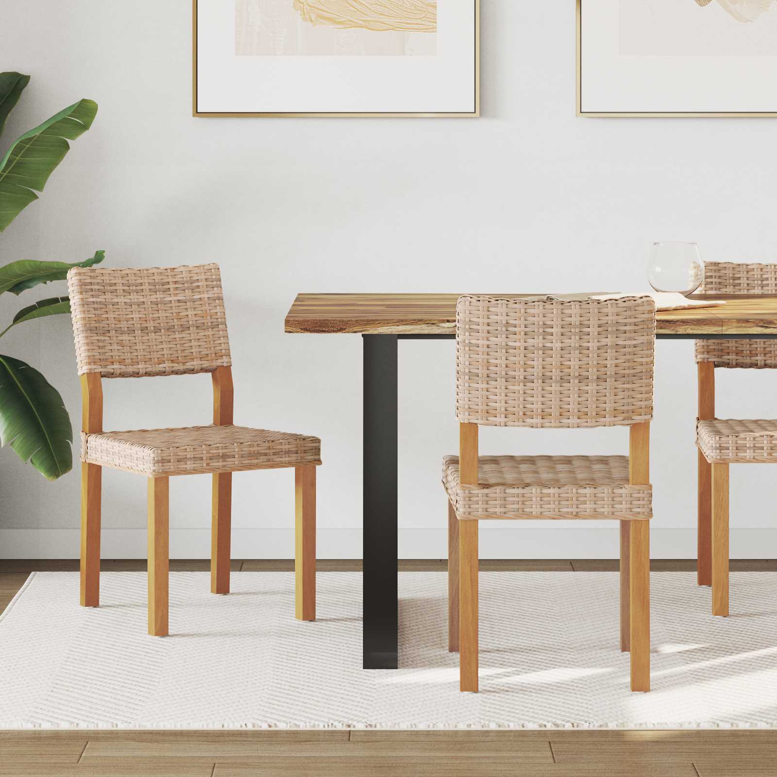 vidaXL Krzesło jadalniane 2 pcs Rattan Kubu Naturalny 46 x 55 x 84 cm