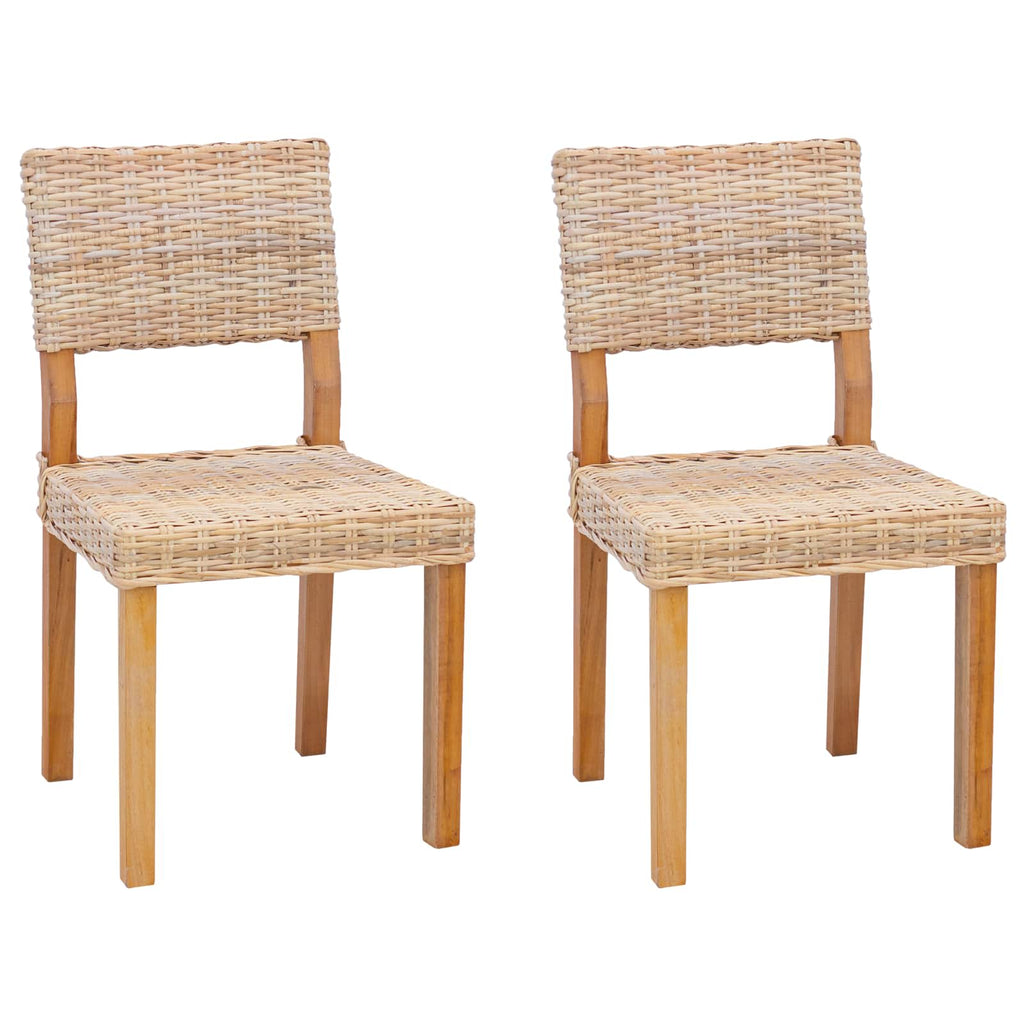 vidaXL Krzesło jadalniane 2 pcs Rattan Kubu Naturalny 46 x 55 x 84 cm