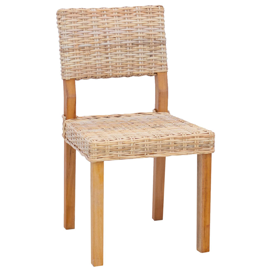 vidaXL Krzesło jadalniane 2 pcs Rattan Kubu Naturalny 46 x 55 x 84 cm