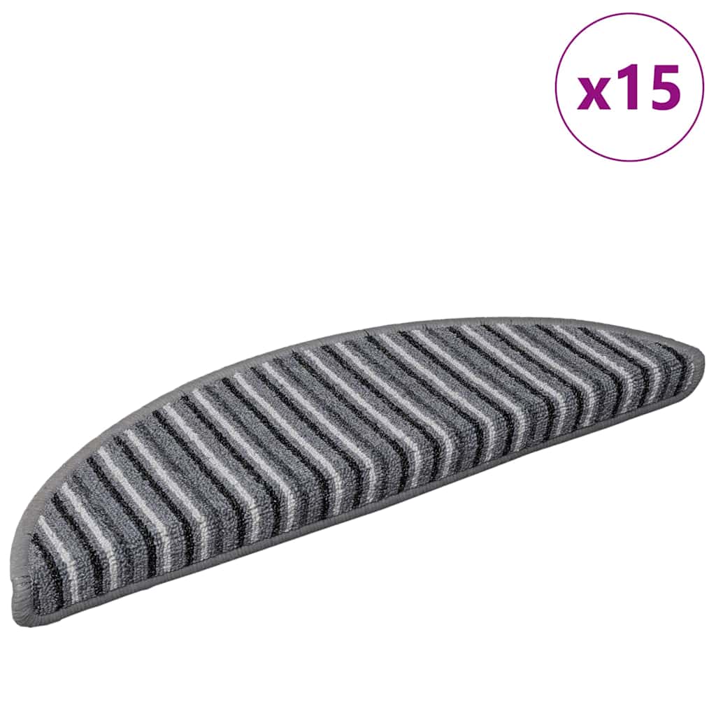 vidaXL Samoprzylepne maty na schody 15 pcs Szary 56 x 17 x 3 cm