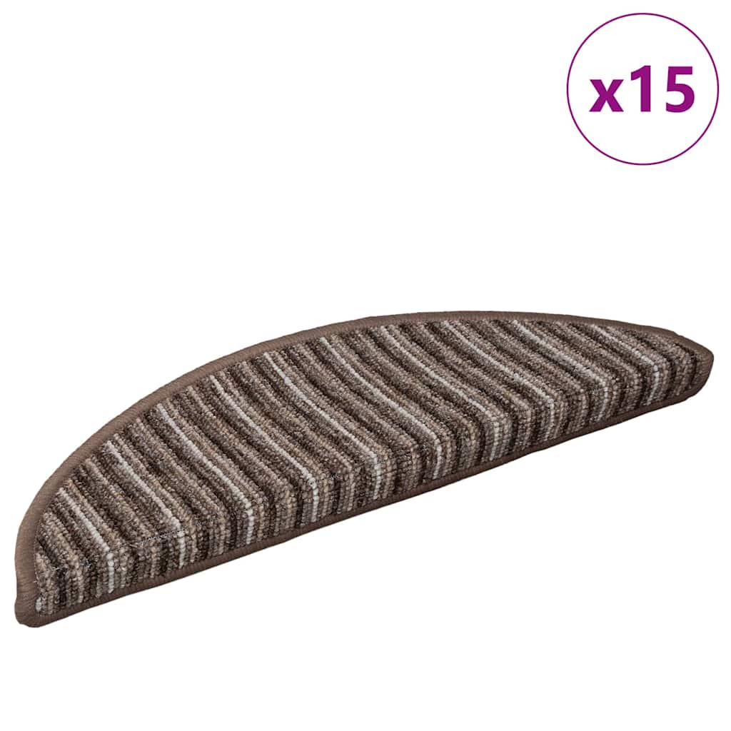 vidaXL Samoprzylepne maty na schody 15 pcs Brązowy 56 x 17 x 3 cm