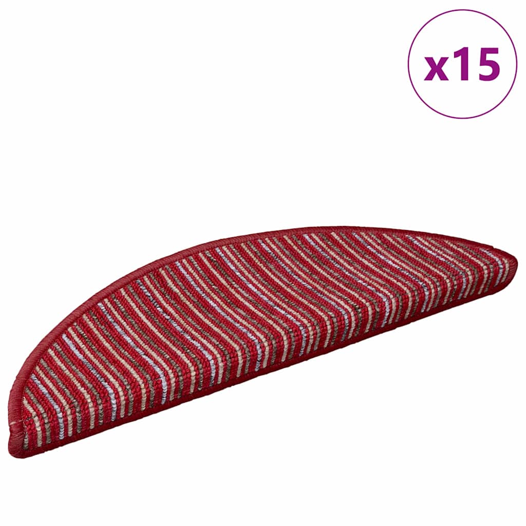 vidaXL Samoprzylepne maty na schody 15 pcs Czerwony 56 x 17 x 3 cm
