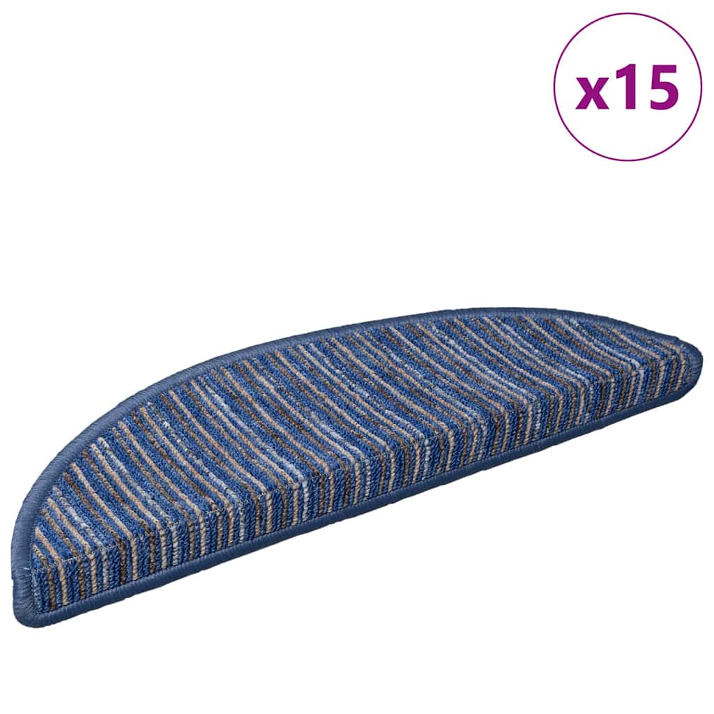 vidaXL Samoprzylepne maty na schody 15 pcs Niebieski 56 x 17 x 3 cm