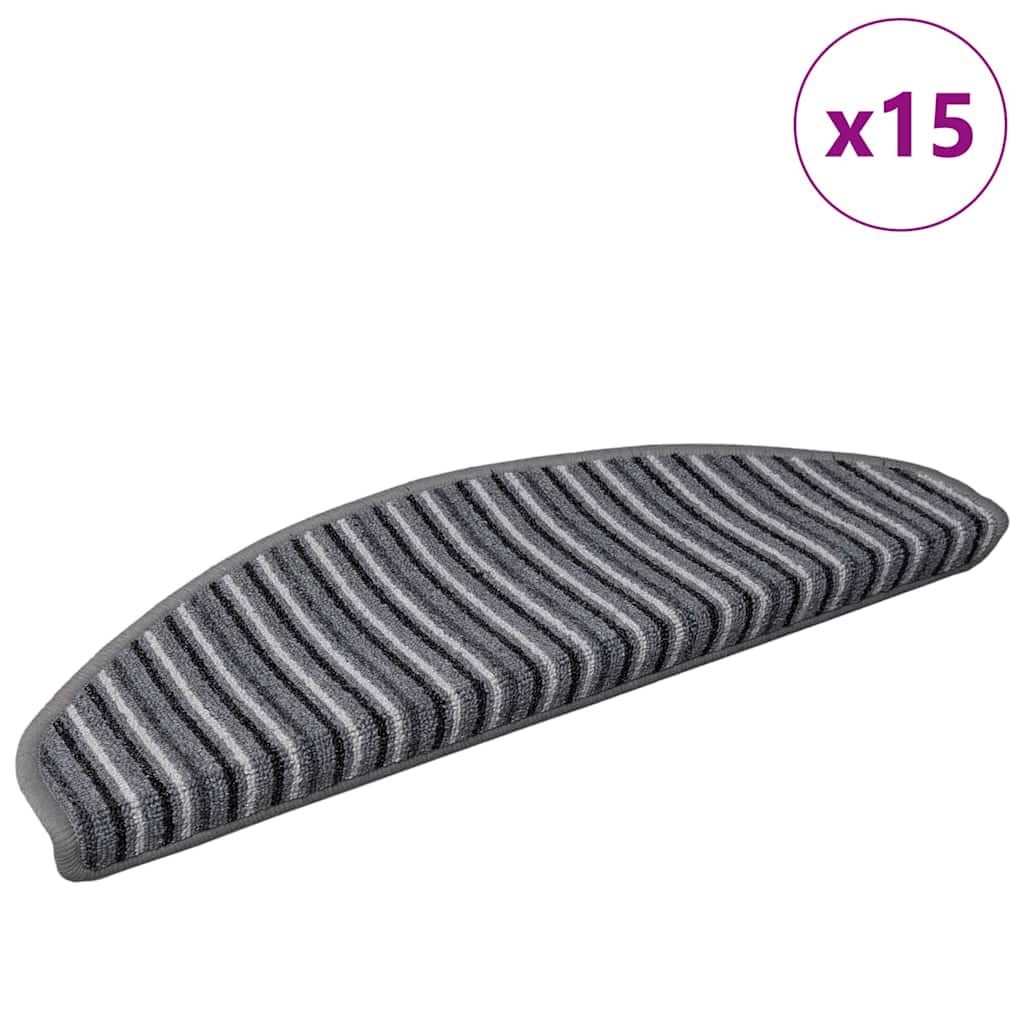 vidaXL Samoprzylepne maty na schody 15 pcs Szary 65 x 21 x 4 cm