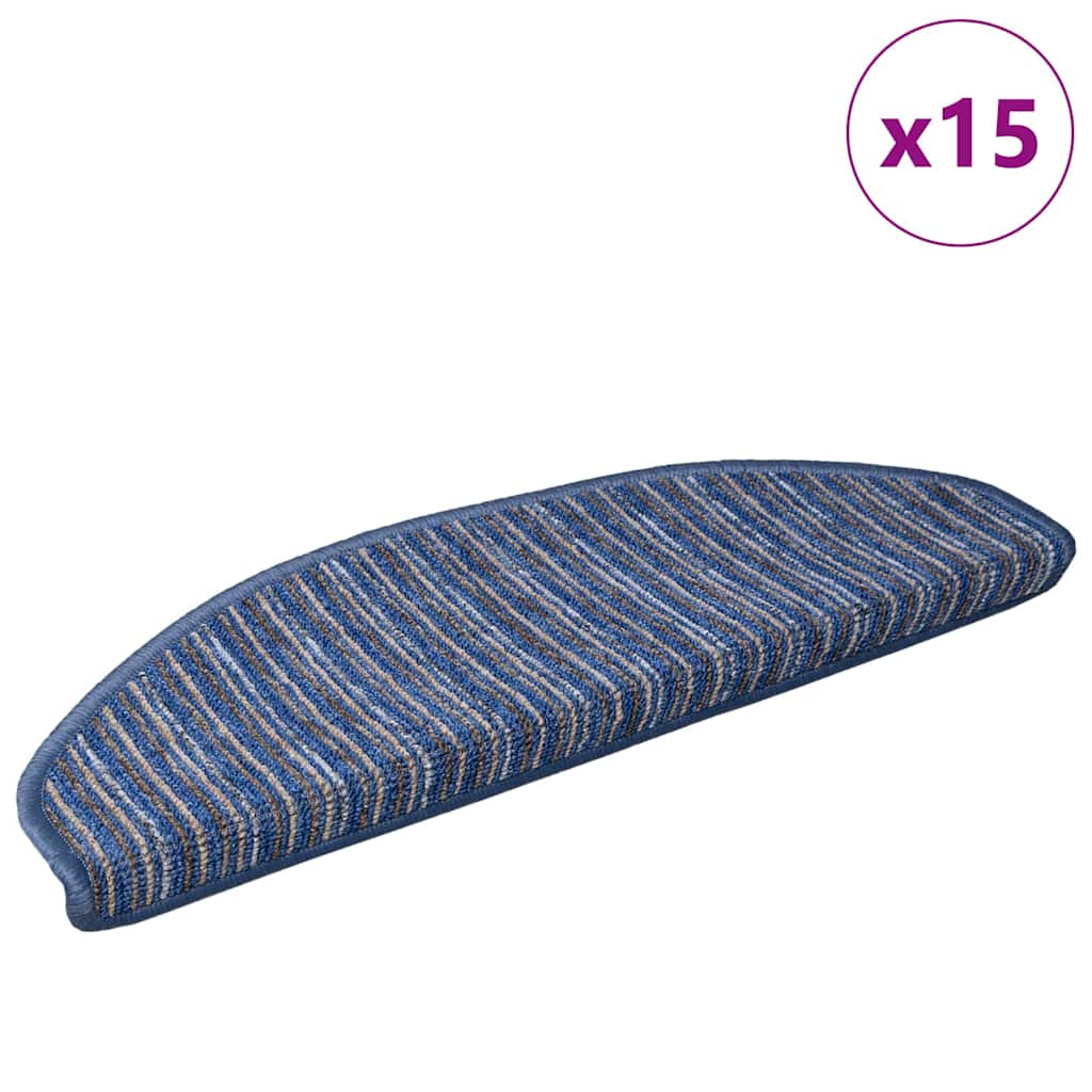 vidaXL Samoprzylepne maty na schody 15 pcs Niebieski 65 x 21 x 4 cm
