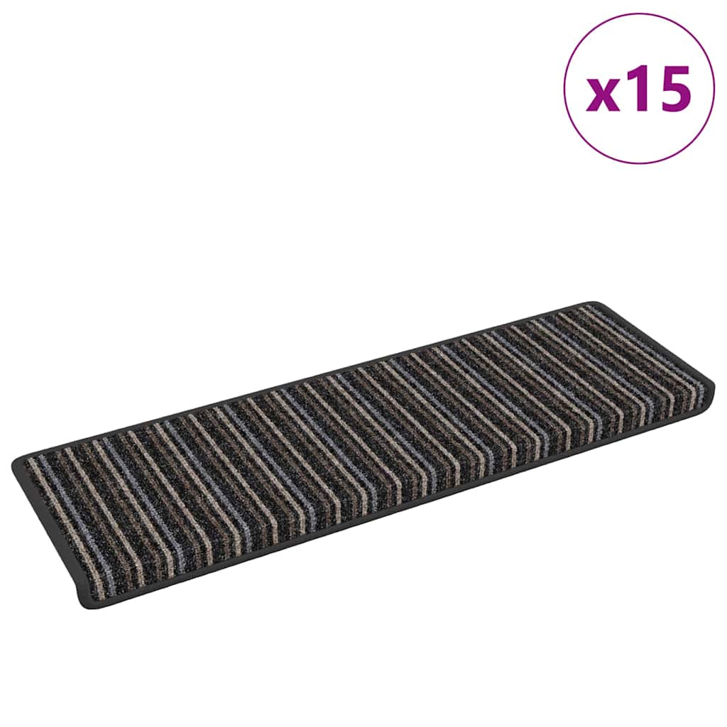 vidaXL Samoprzylepne maty na schody 15 pcs Antracyt 65 x 21 x 4 cm