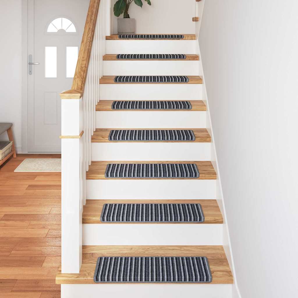 vidaXL Samoprzylepne maty na schody Paski 15 pcs Szary 65 x 21 x 4 cm