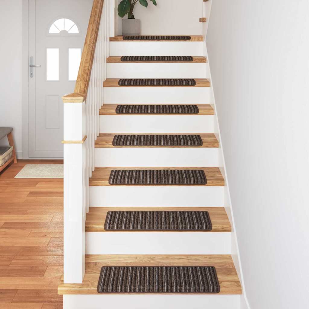 vidaXL Samoprzylepne maty na schody 15 pcs Brązowy 65 x 21 x 4 cm
