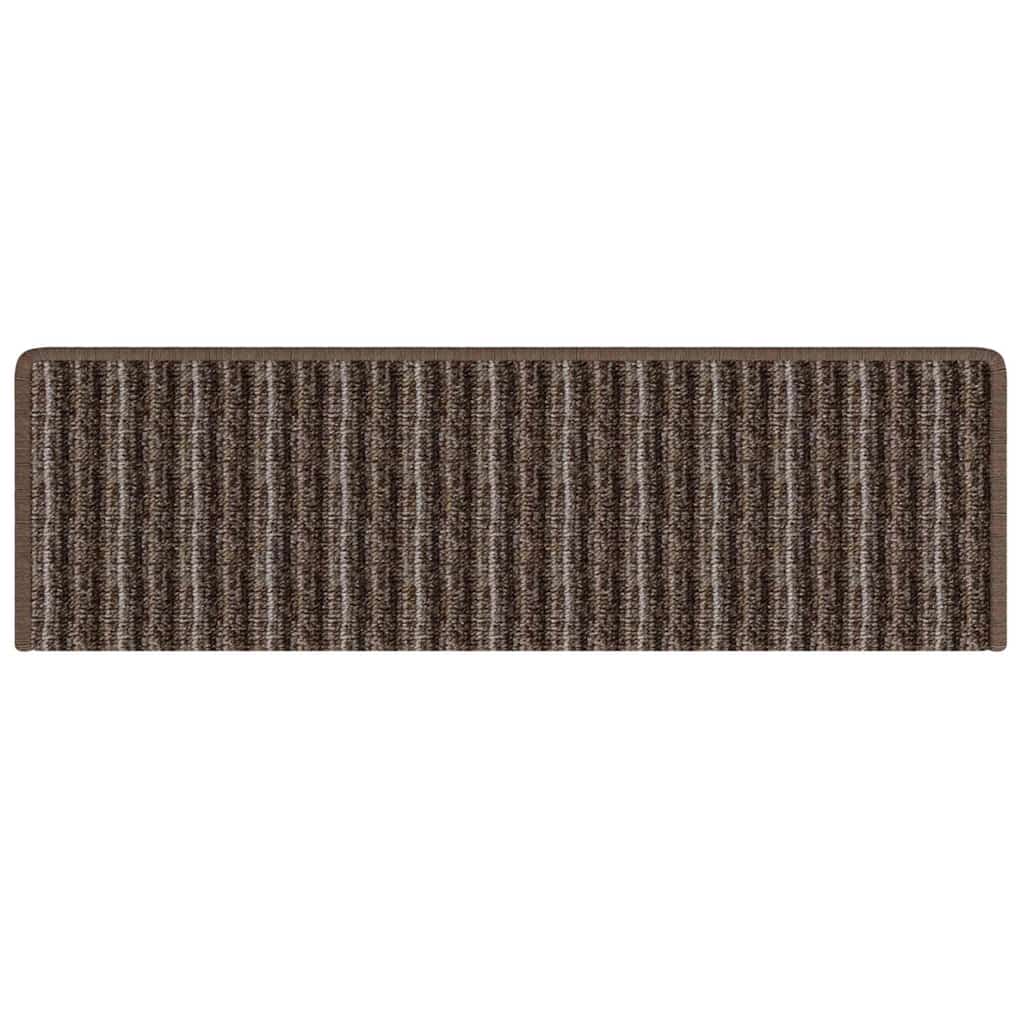 vidaXL Samoprzylepne maty na schody 15 pcs Brązowy 65 x 21 x 4 cm