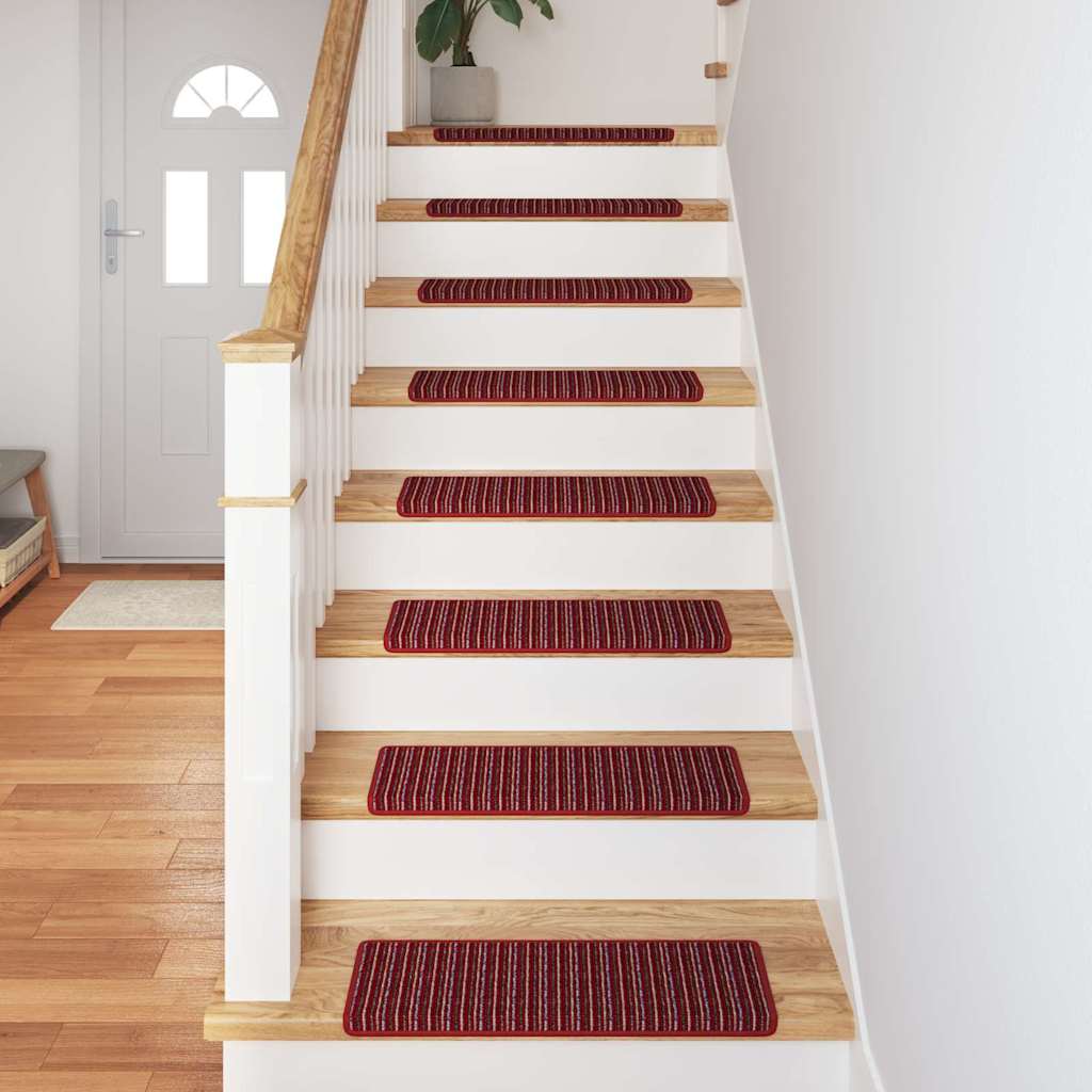vidaXL Samoprzylepne maty na schody 15 pcs Czerwony 65 x 21 x 4 cm