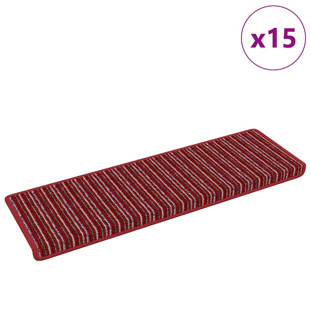 vidaXL Samoprzylepne maty na schody 15 pcs Czerwony 65 x 21 x 4 cm