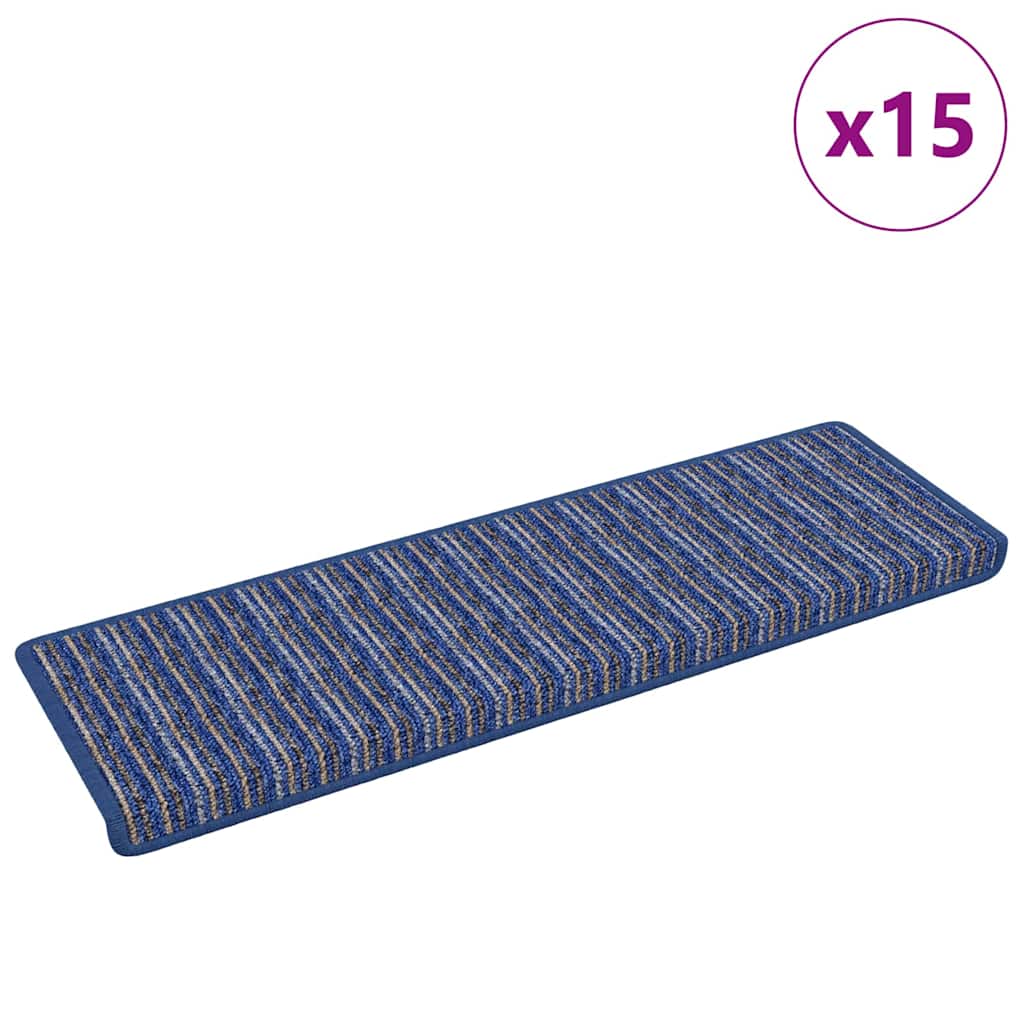 vidaXL Samoprzylepne maty na schody 15 pcs Niebieski 65 x 21 x 4 cm