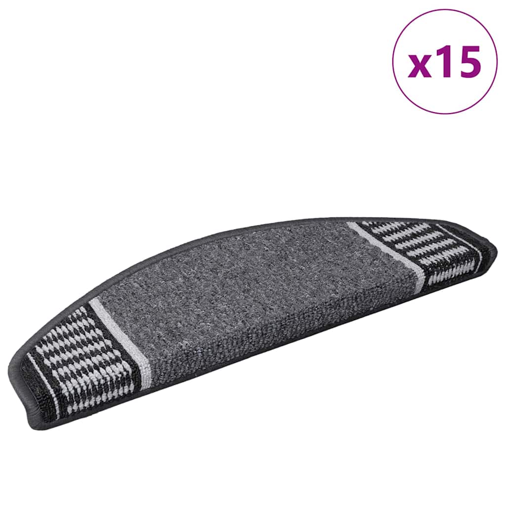 vidaXL Samoprzylepne maty na schody 15 pcs Antracyt 65 x 21 x 4 cm