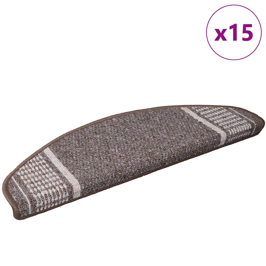 vidaXL Samoprzylepne maty na schody 15 pcs Brązowy 65 x 21 x 4 cm