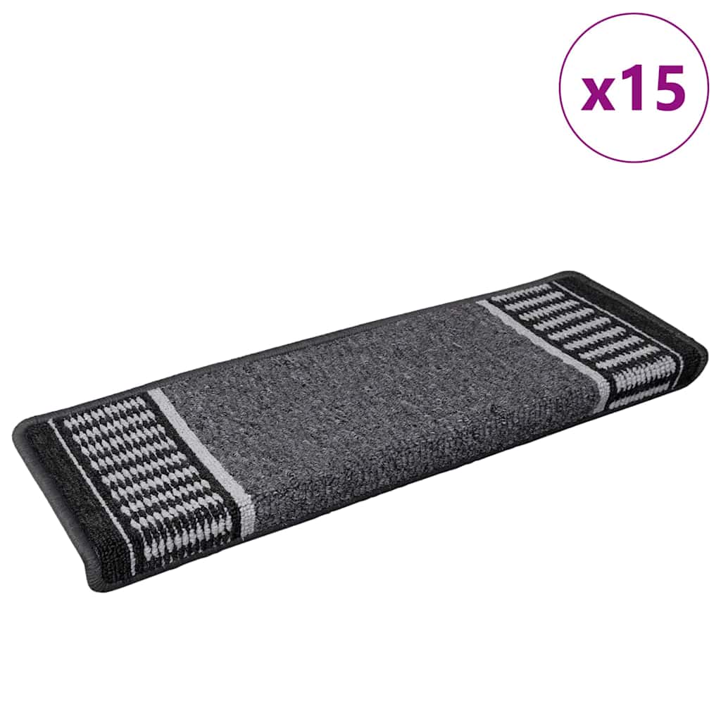 vidaXL Samoprzylepne maty na schody 15 pcs Antracyt 65 x 21 x 4 cm