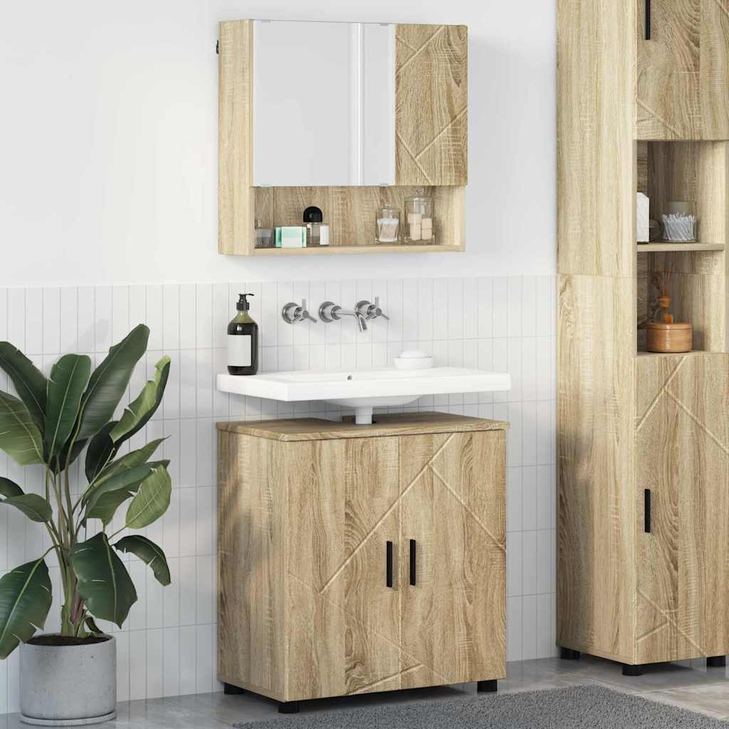 vidaXL Zestaw mebli łazienkowych Montowane na ścianie 2 pcs Dąb Sonoma