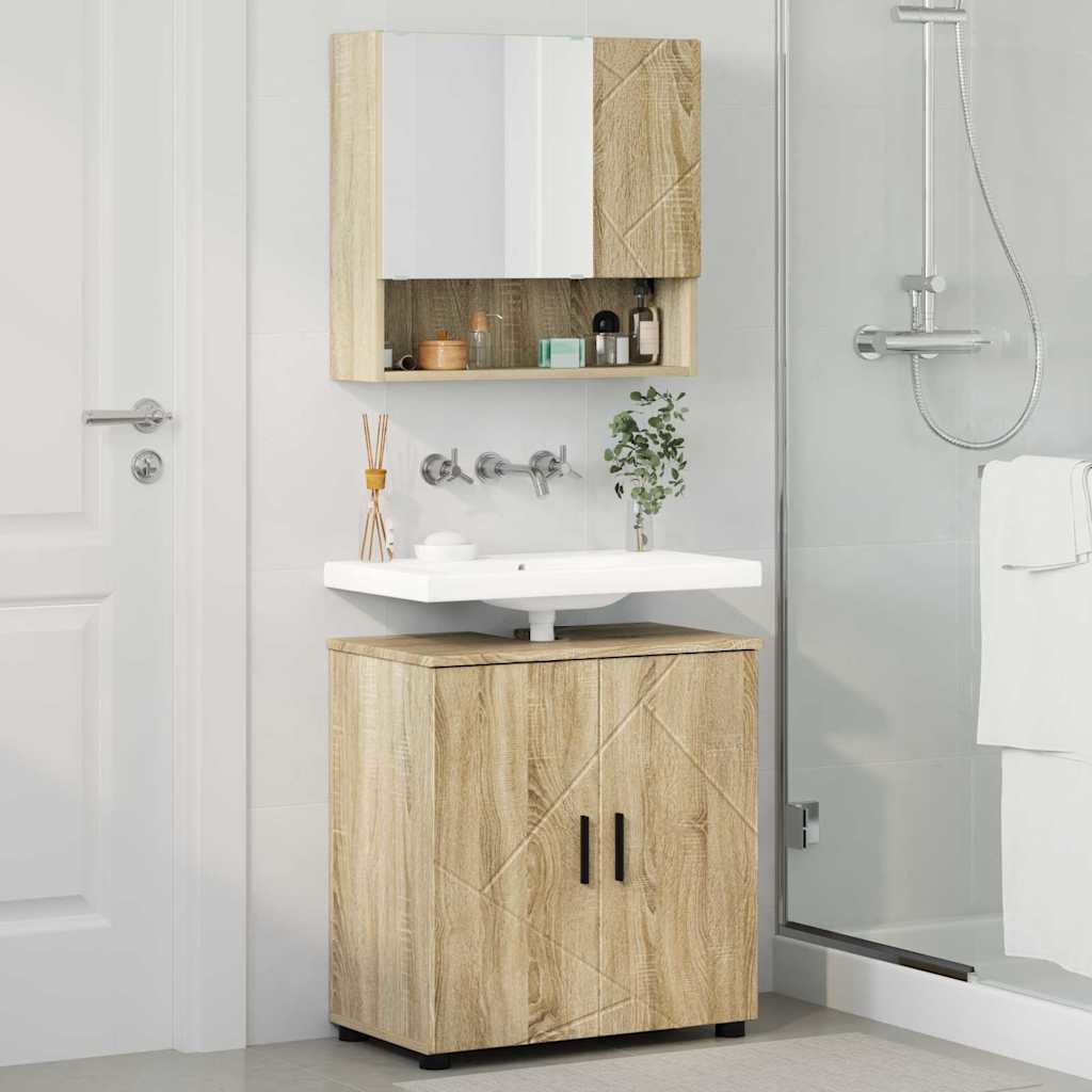 vidaXL Zestaw mebli łazienkowych Montowane na ścianie 2 pcs Dąb Sonoma