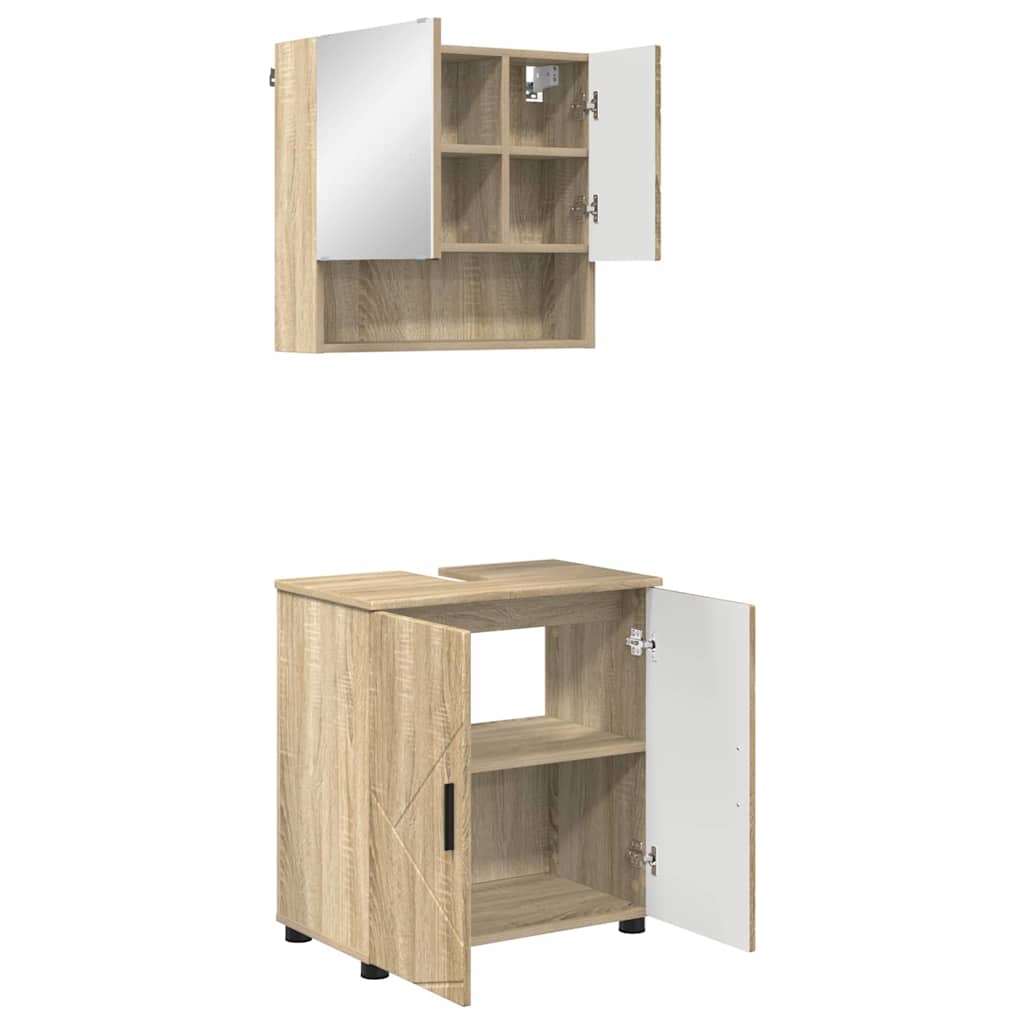 vidaXL Zestaw mebli łazienkowych Montowane na ścianie 2 pcs Dąb Sonoma