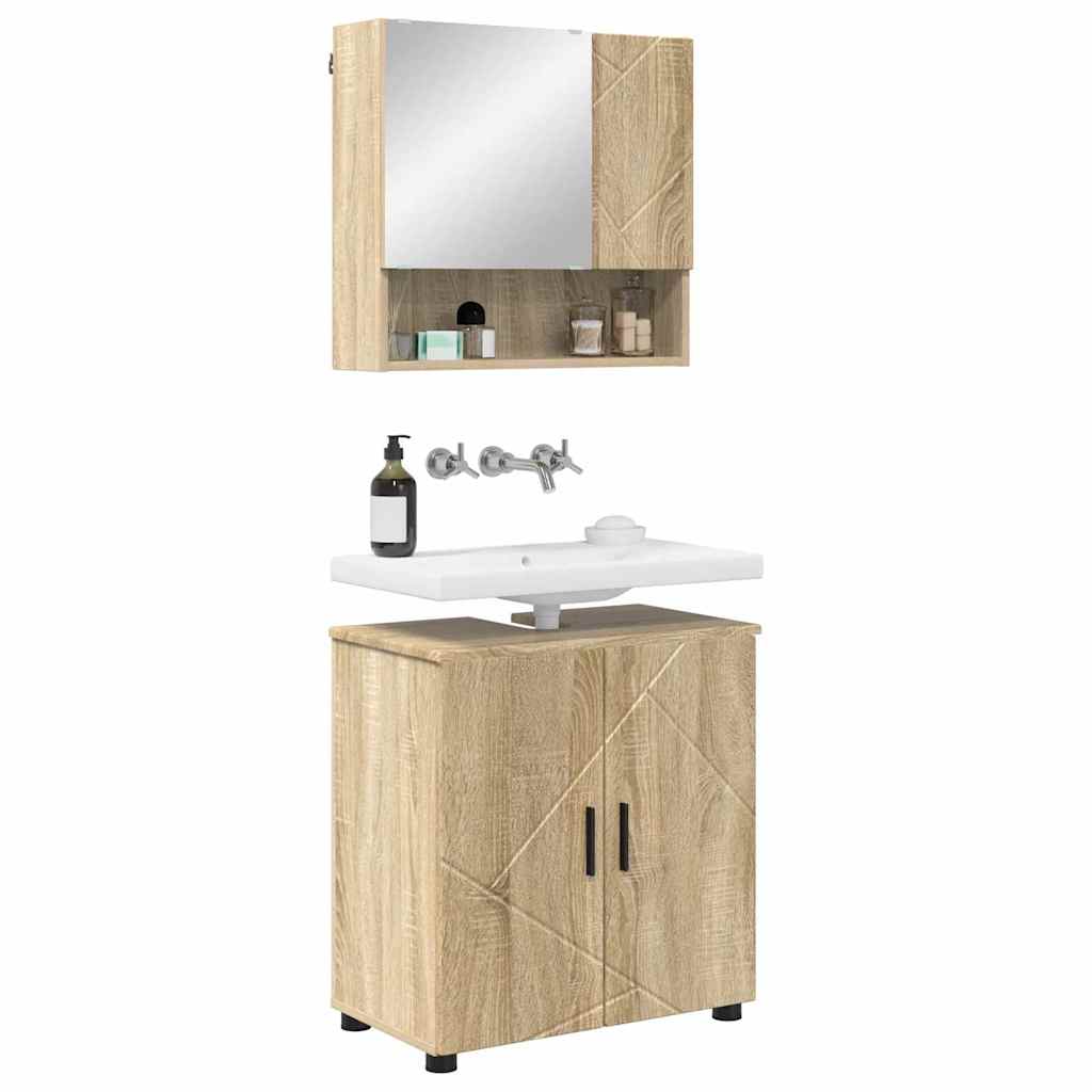 vidaXL Zestaw mebli łazienkowych Montowane na ścianie 2 pcs Dąb Sonoma