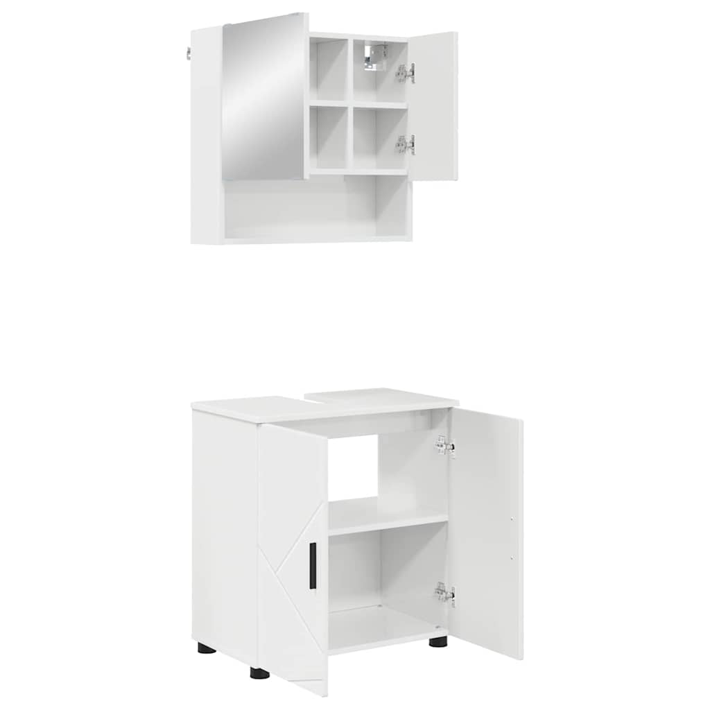 vidaXL Zestaw mebli łazienkowych z drzwiami 2 pcs Wysoki połysk biały