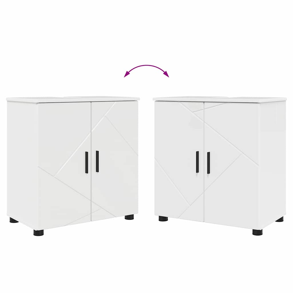 vidaXL Zestaw mebli łazienkowych z drzwiami 2 pcs Wysoki połysk biały