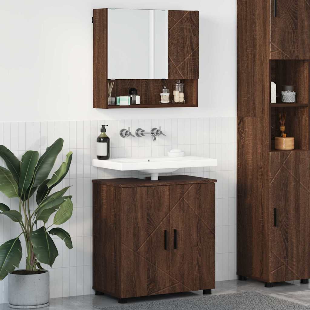 vidaXL Zestaw mebli łazienkowych z przechowywaniem 2 pcs Brązowy dąb