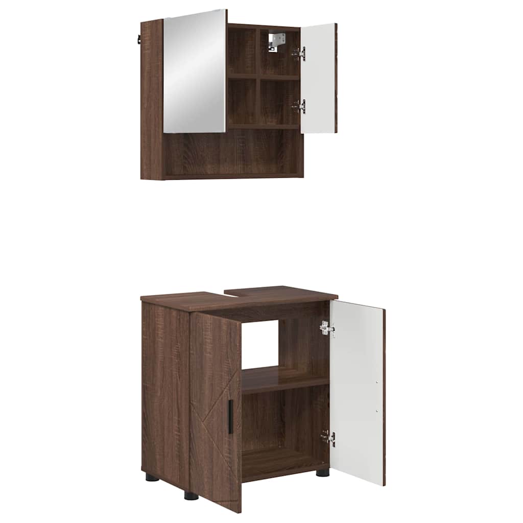 vidaXL Zestaw mebli łazienkowych z przechowywaniem 2 pcs Brązowy dąb