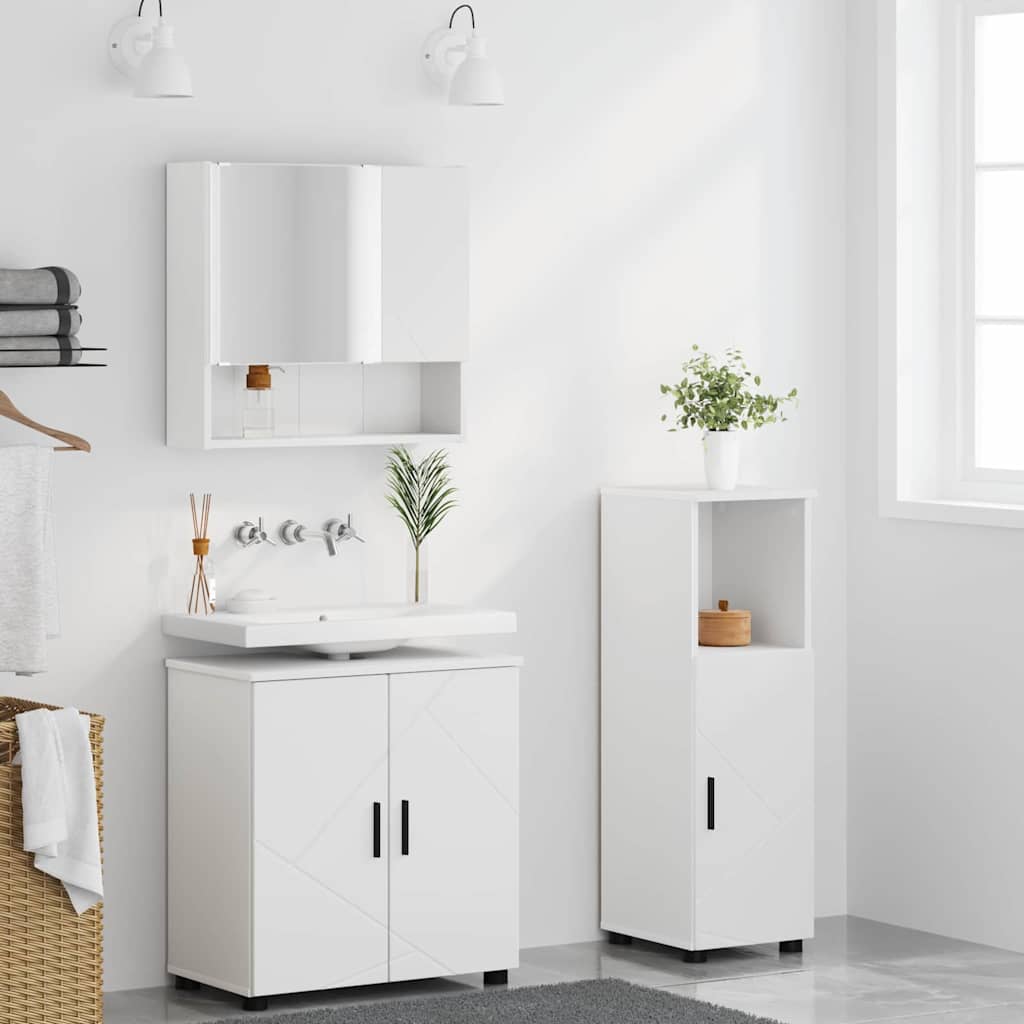 vidaXL Zestaw mebli łazienkowych Montowane na ścianie 3 pcs Biały