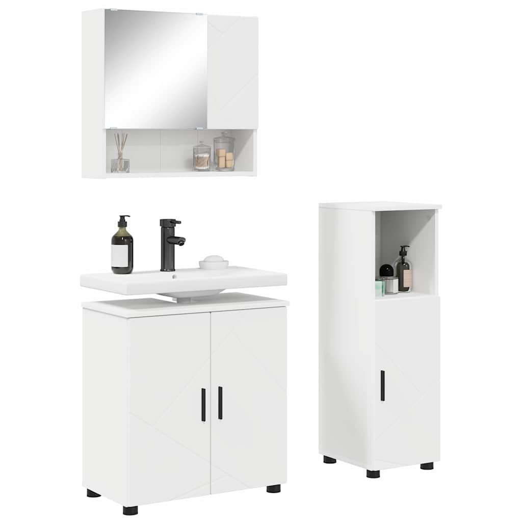 vidaXL Zestaw mebli łazienkowych Montowane na ścianie 3 pcs Biały