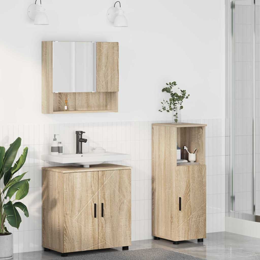 vidaXL Zestaw mebli łazienkowych Montowane na ścianie 3 pcs Dąb Sonoma