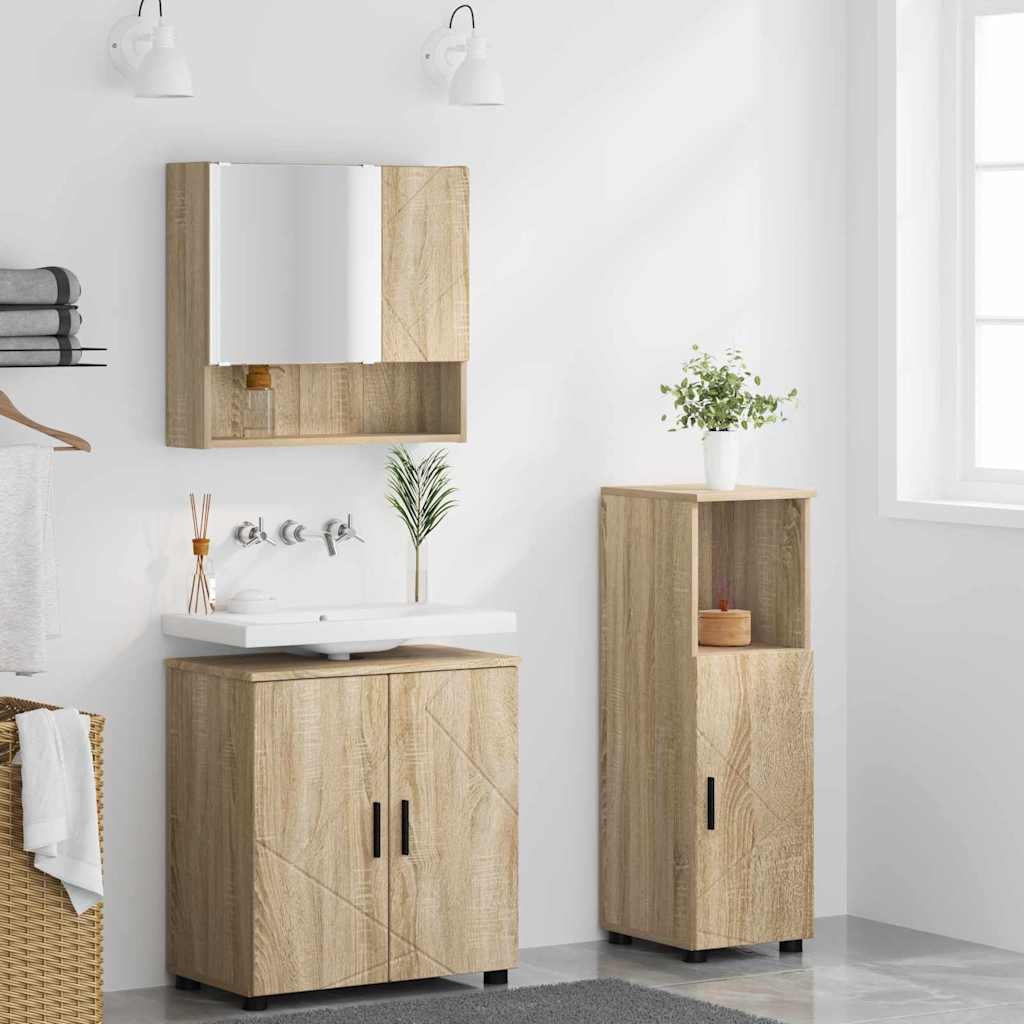 vidaXL Zestaw mebli łazienkowych Montowane na ścianie 3 pcs Dąb Sonoma