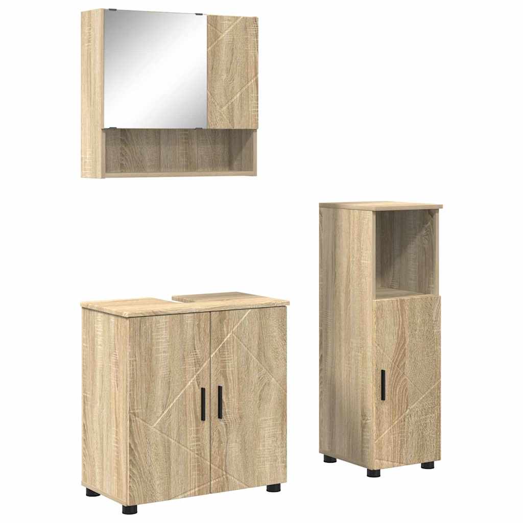 vidaXL Zestaw mebli łazienkowych Montowane na ścianie 3 pcs Dąb Sonoma