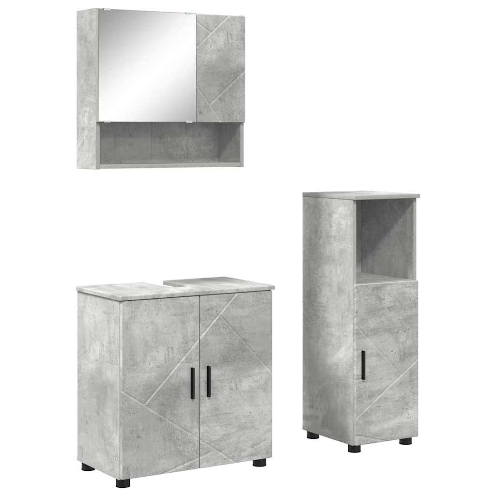 vidaXL Zestaw mebli łazienkowych z drzwiami 3 pcs Betonowy szary