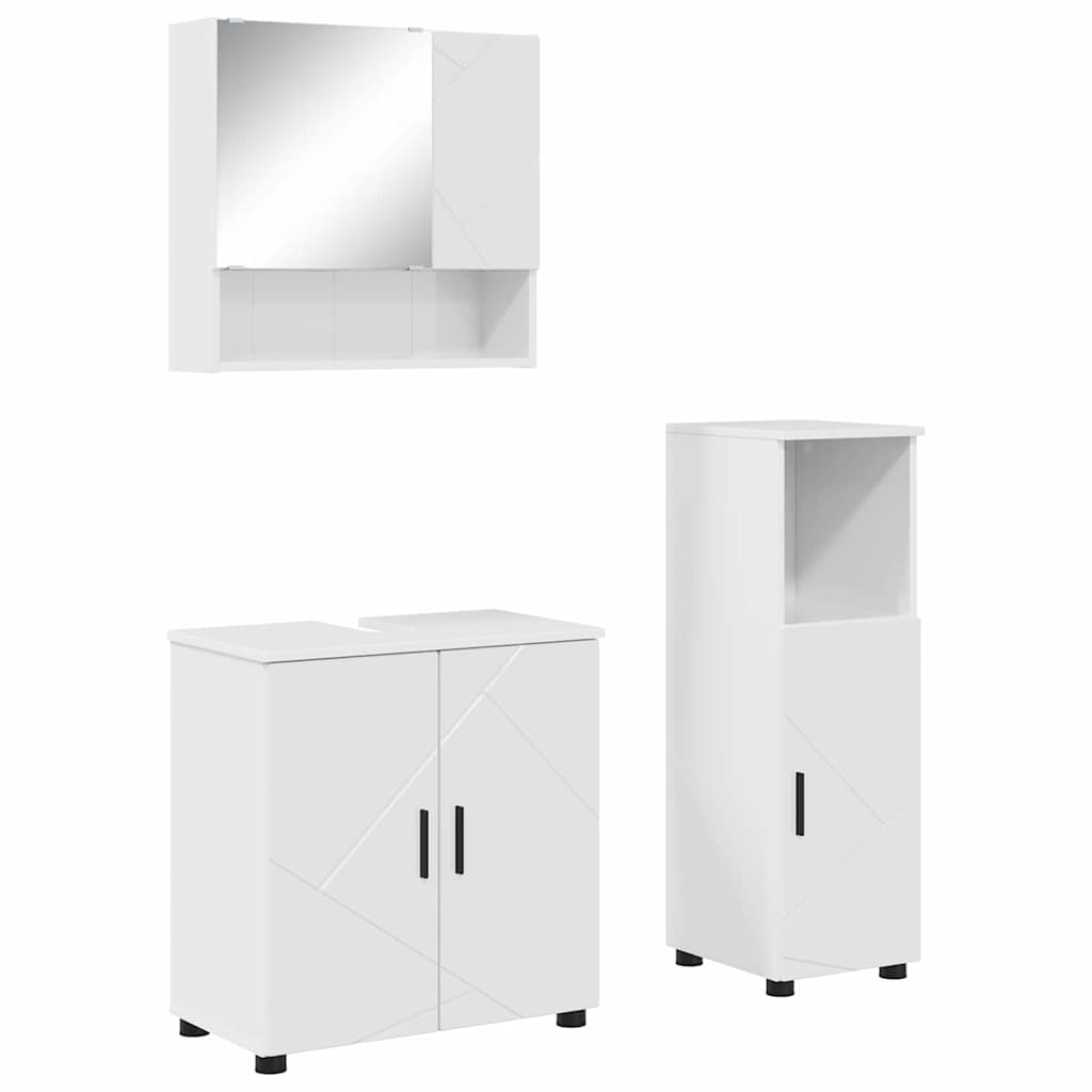 vidaXL Zestaw mebli łazienkowych z drzwiami 3 pcs Wysoki połysk biały