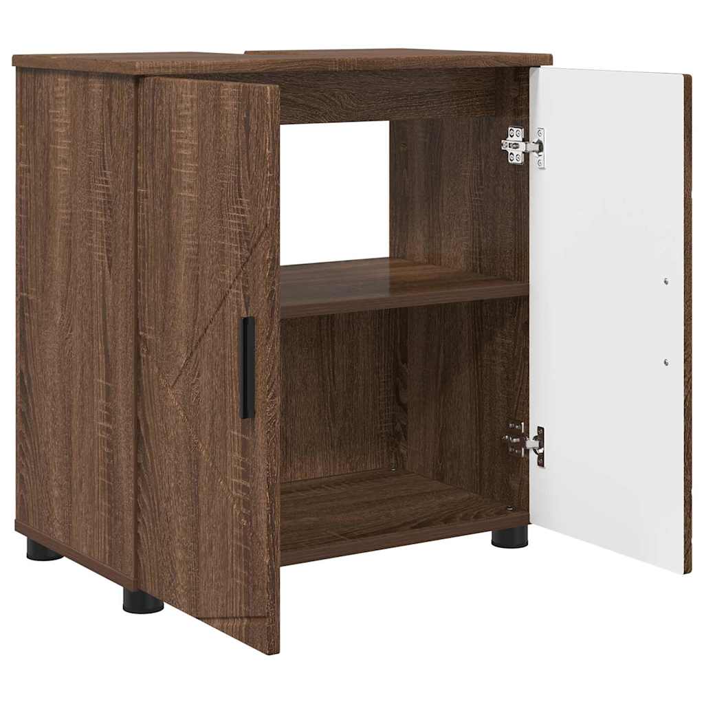 vidaXL Zestaw mebli łazienkowych z przechowywaniem 3 pcs Brązowy dąb