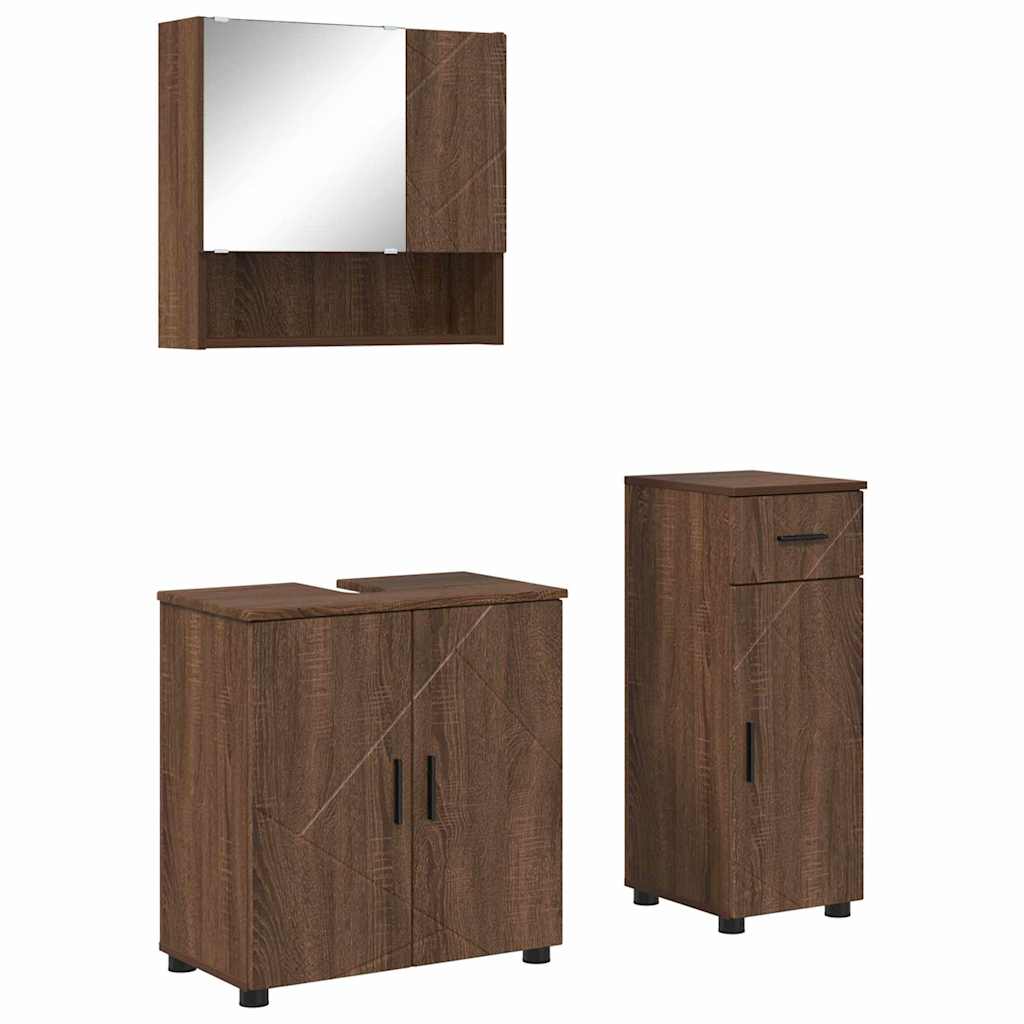 vidaXL Zestaw mebli łazienkowych z szufladą 3 pcs Brązowy dąb