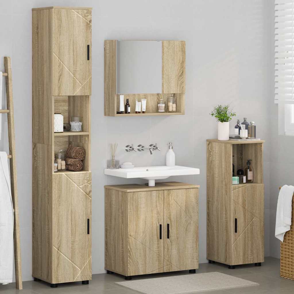 vidaXL Zestaw mebli łazienkowych Montowane na ścianie 4 pcs Dąb Sonoma