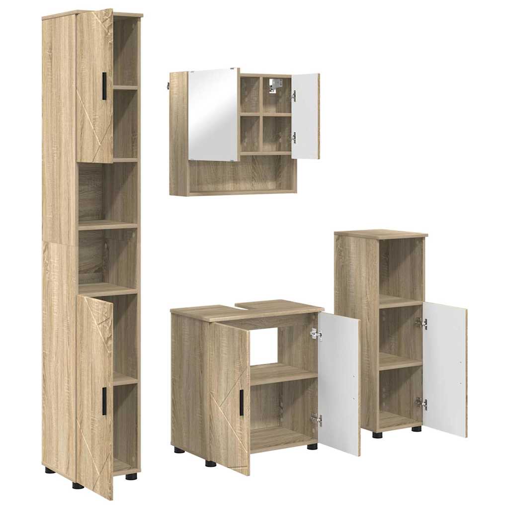 vidaXL Zestaw mebli łazienkowych Montowane na ścianie 4 pcs Dąb Sonoma