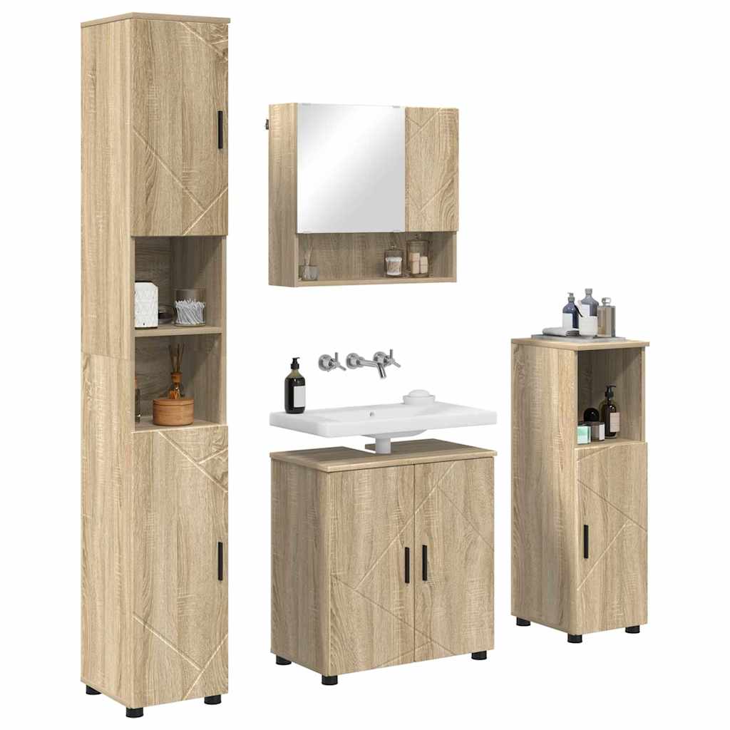 vidaXL Zestaw mebli łazienkowych Montowane na ścianie 4 pcs Dąb Sonoma
