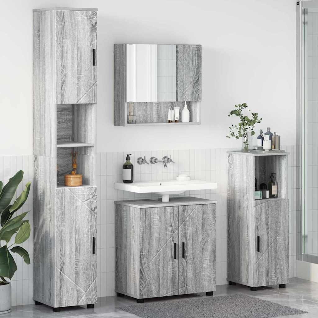 vidaXL Zestaw mebli łazienkowych 4 szt. Szary Sonoma 61 x 35 x 64 cm