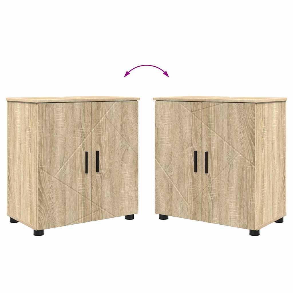 vidaXL Zestaw mebli łazienkowych z szufladą Z lustrem 4 pcs Dąb Sonoma