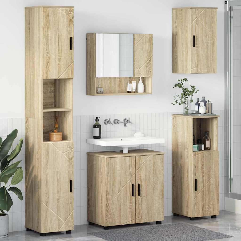vidaXL Zestaw mebli łazienkowych Montowane na ścianie 5 pcs Dąb Sonoma