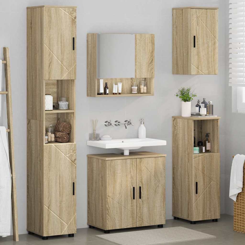 vidaXL Zestaw mebli łazienkowych Montowane na ścianie 5 pcs Dąb Sonoma