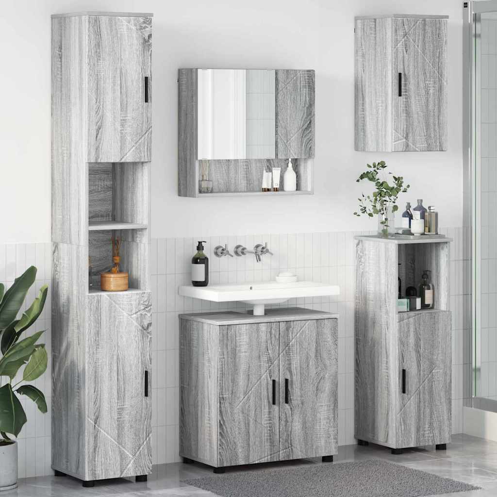 vidaXL Zestaw mebli łazienkowych 5 szt. Szary Sonoma 61 x 35 x 64 cm
